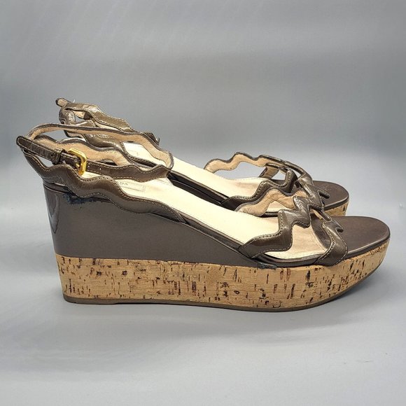 Prada Patent Leather Wedge Sandals - Picture 6 of 16